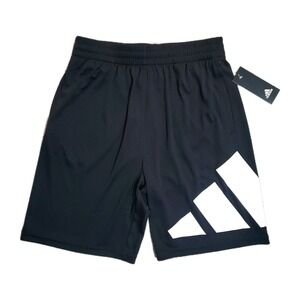 NEW Adidas Boy's Large 14/16 Black Logo Shorts NWT Athletic Soccer Elastic Waist